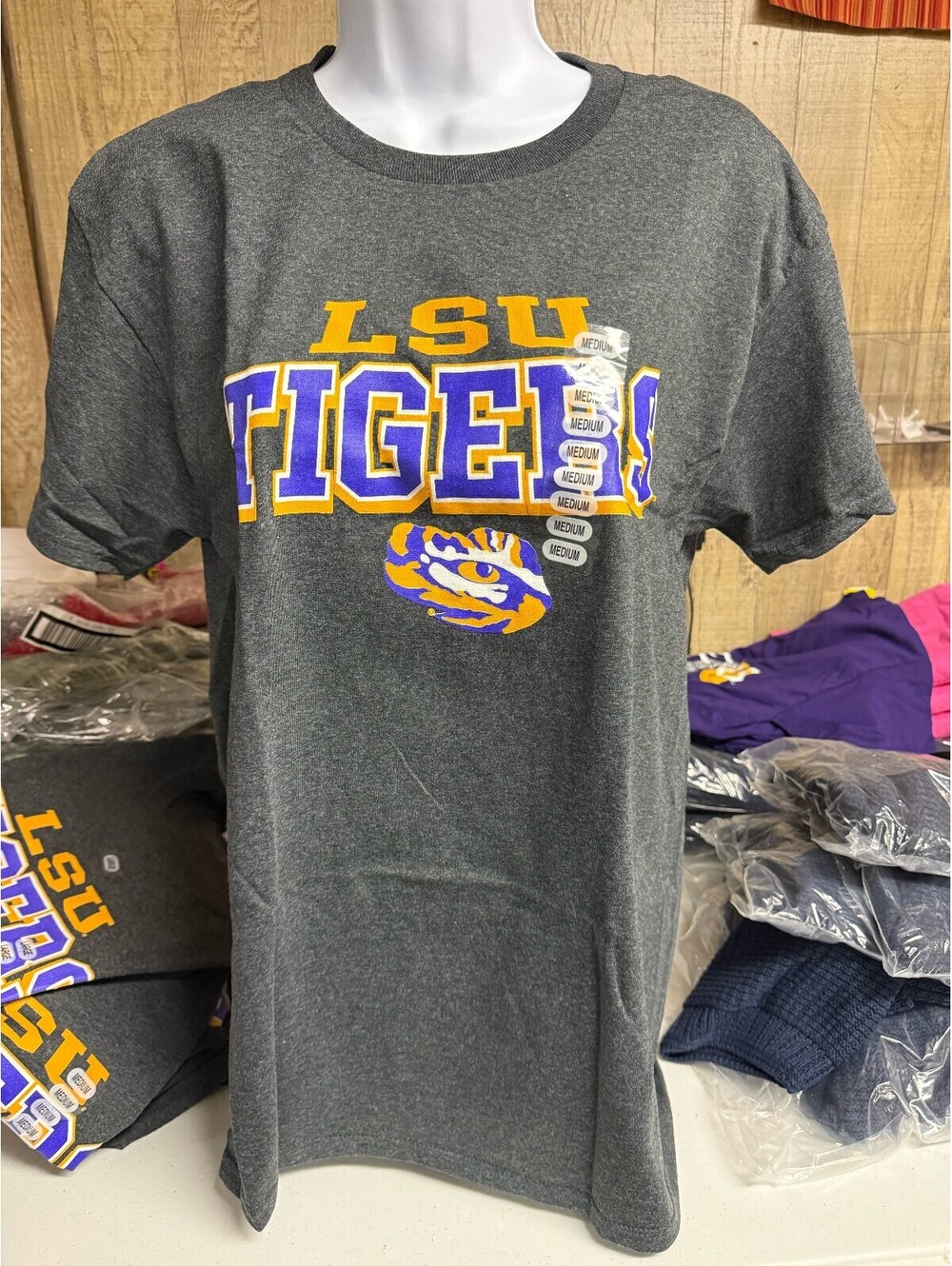 Hanes Authentic T-Shirt LSU Tigers Medium Gray